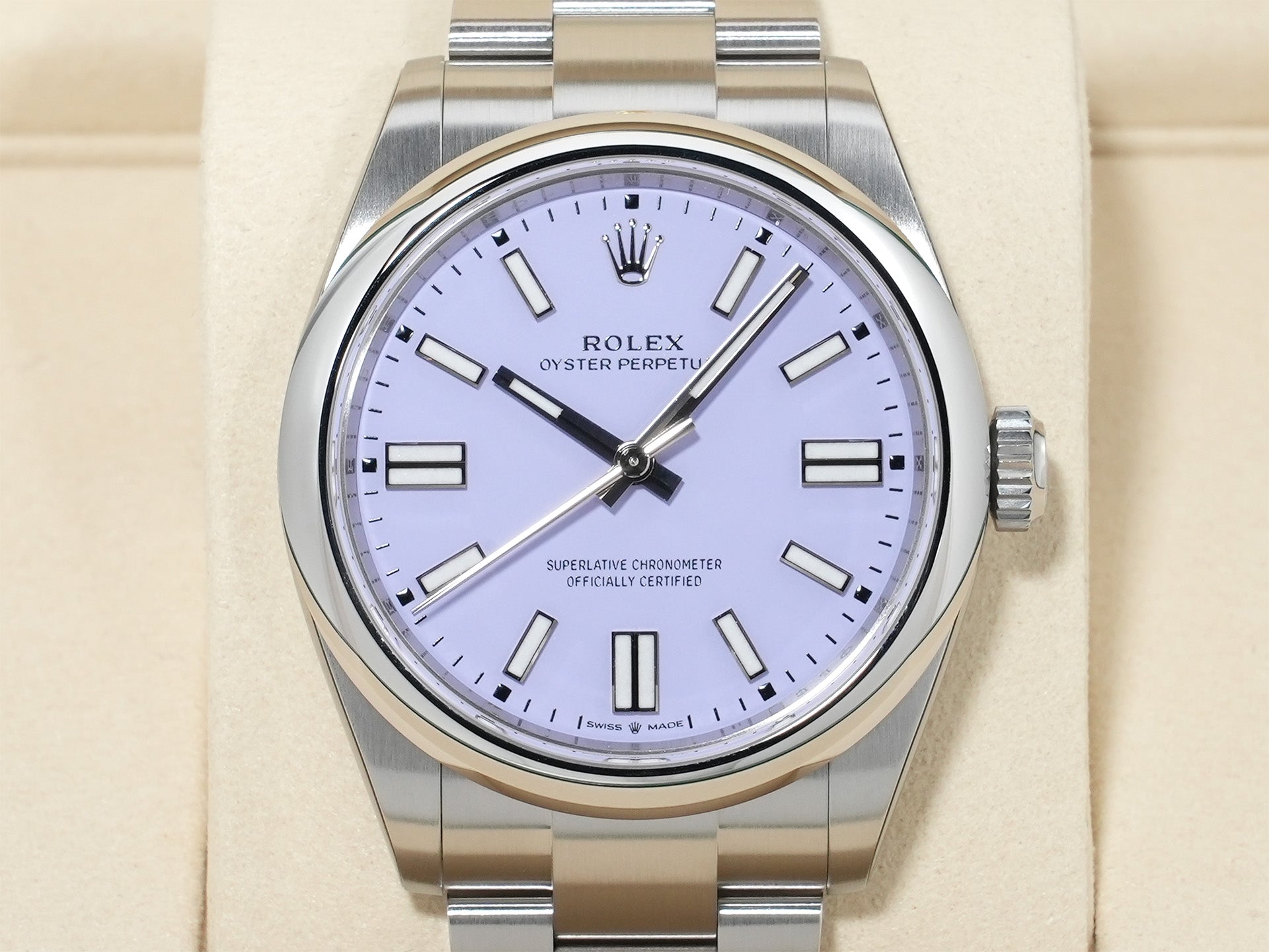 ロレックス オイスターパーペチュアル41 Ref.134300 ステンレススチール ラベンダー文字盤 未使用 rwyny55i