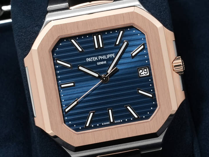 パテックフィリップ キュビタス Ref.5821/1AR-001 ステンレススチール/ローズゴールド ブルーソレイユ文字盤 未使用 zasnnjth