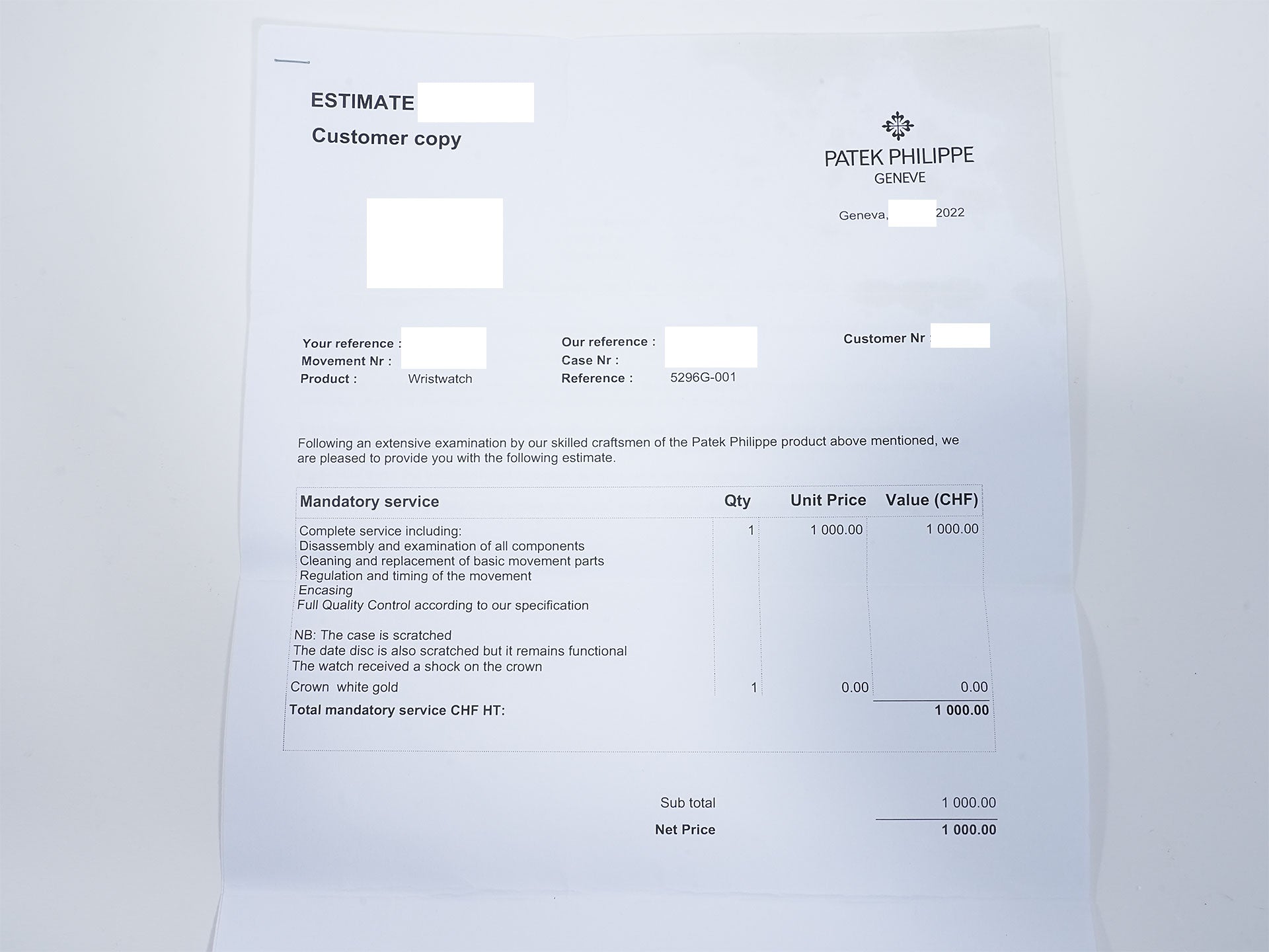 パテックフィリップ カラトラバ Ref.5296G-001 ホワイトゴールド シルバー文字盤 中古 oxwhacvr