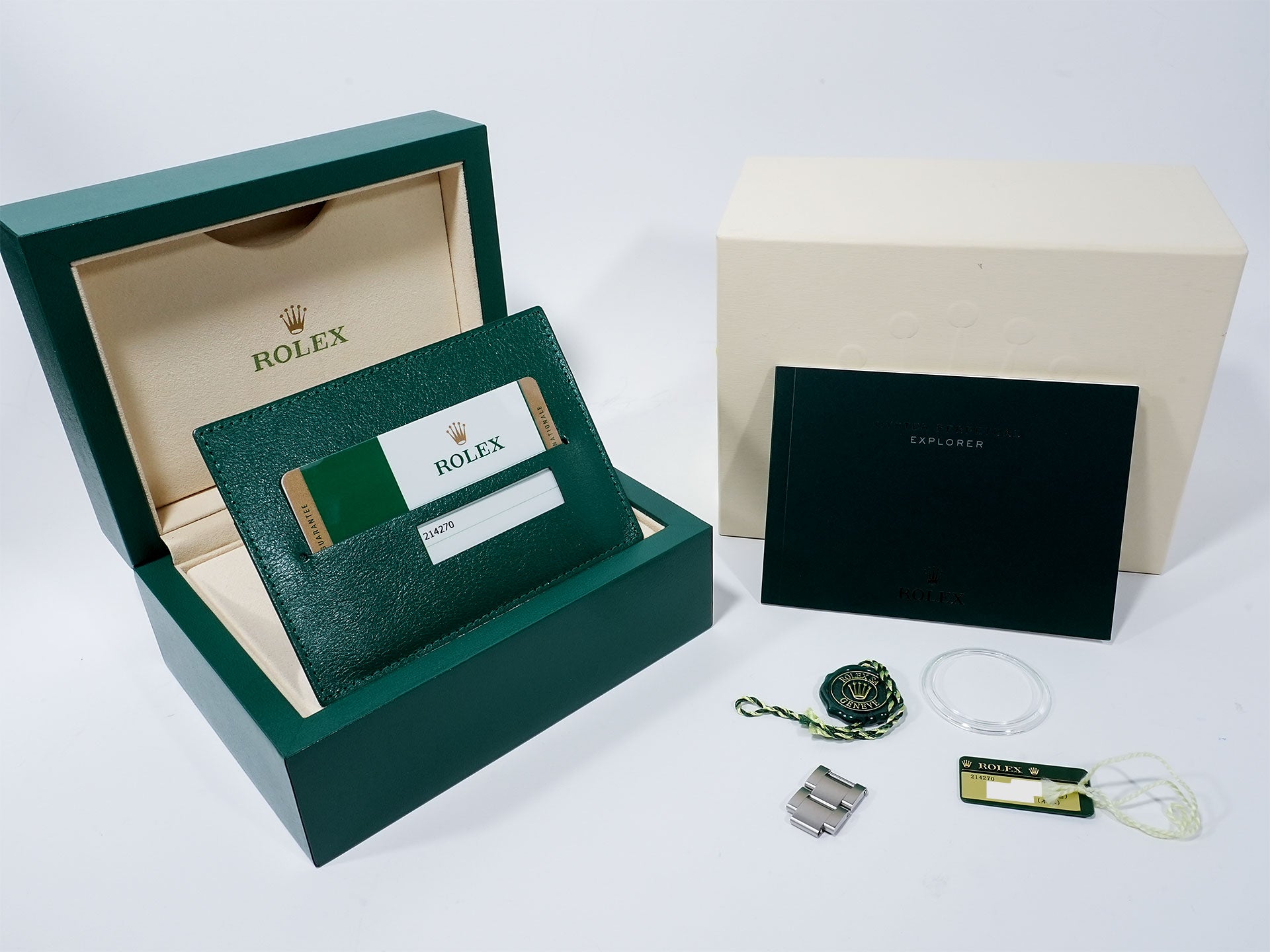 Rolex Explorer I, mirror black dial, Ref. 214270, stainless steel, black dial, Oyster bracelet, pre-owned.  (2ju4j5wu appears to be an internal reference number and not part of the product description)