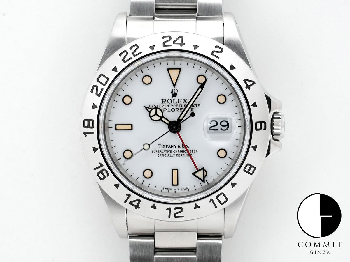 Rolex Explorer II TIFFANY&amp;CO. Ref. 16570 Stainless Steel White Dial Oyster Bracelet Pre-owned  vtyadmqb