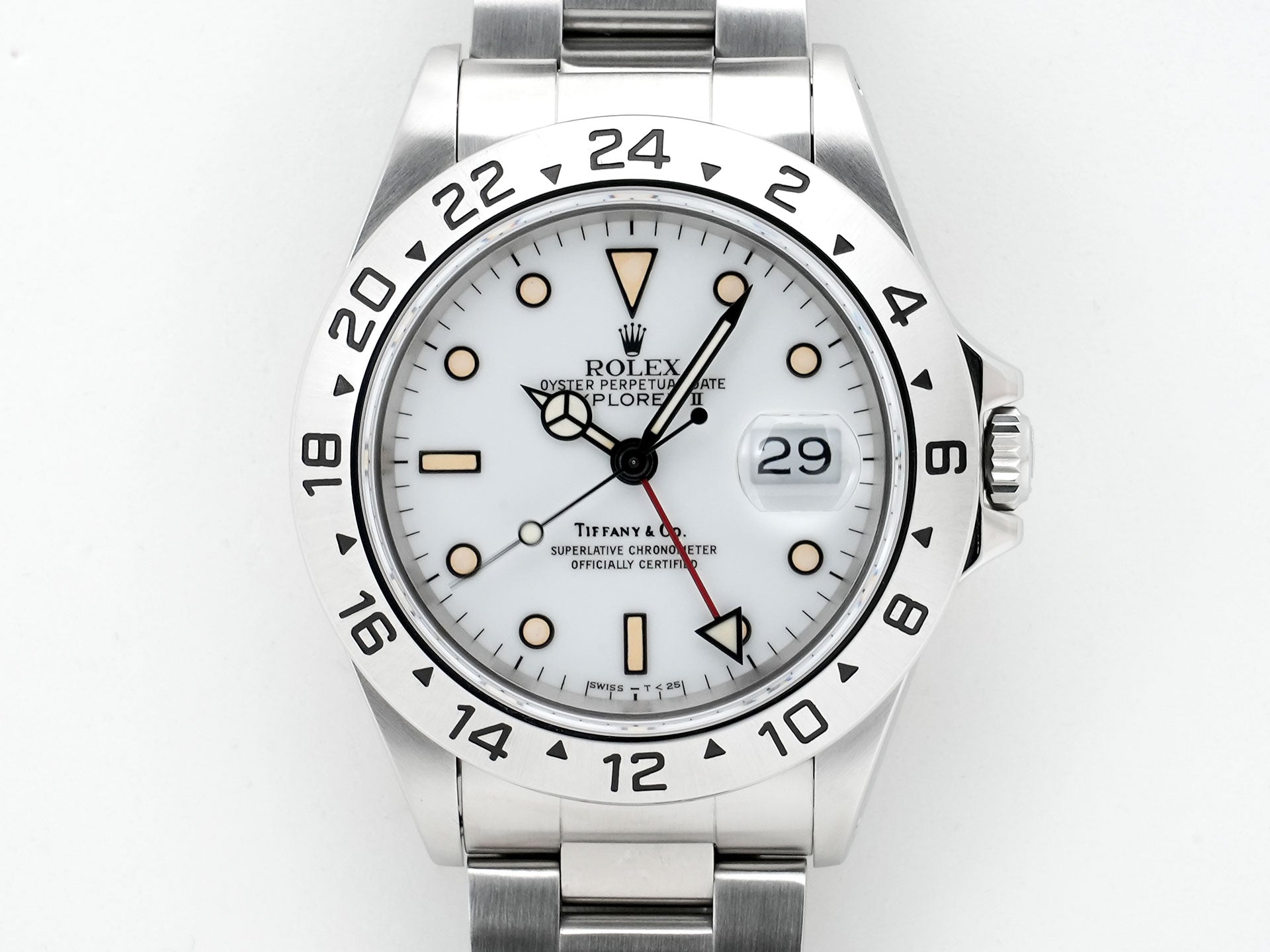 ロレックス エクスプローラーII TIFFANY&CO. Ref.16570 ステンレススチール ホワイト文字盤 オイスターブレスレット 中古 vtyadmqb