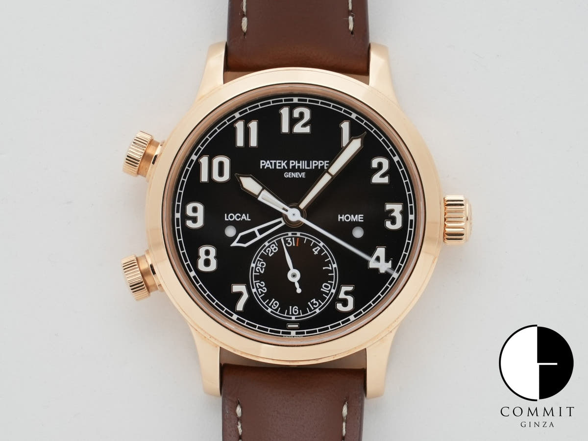 パテックフィリップ カラトラバ パイロット トラベルタイム Ref.7234R-001 ローズゴールド ブラウン文字盤 美中古 v46geafb