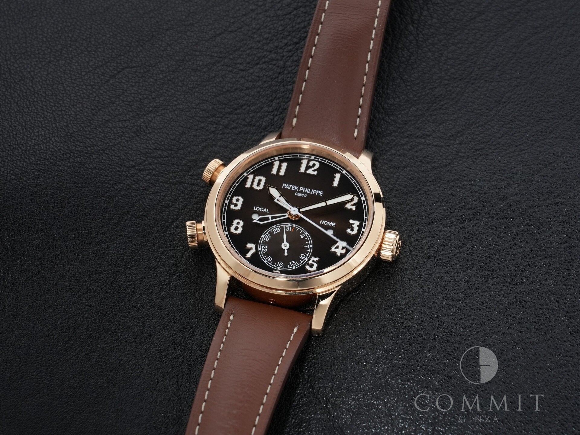 パテックフィリップ カラトラバ パイロット トラベルタイム Ref.7234R-001 ローズゴールド ブラウン文字盤 美中古 v46geafb