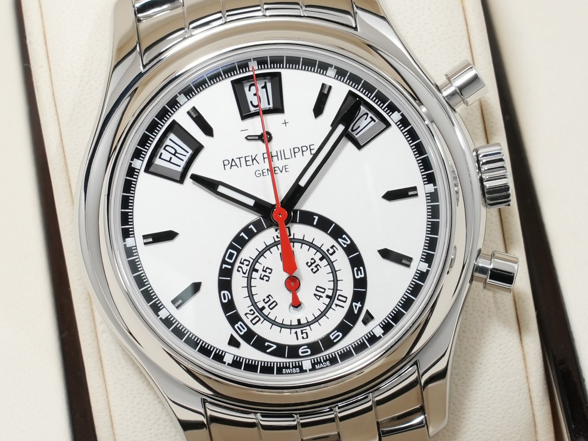 パテックフィリップ アニュアルカレンダー クロノグラフ Ref.5960/1A-001 ステンレススチール シルバー文字盤 中古 5whq4xwc