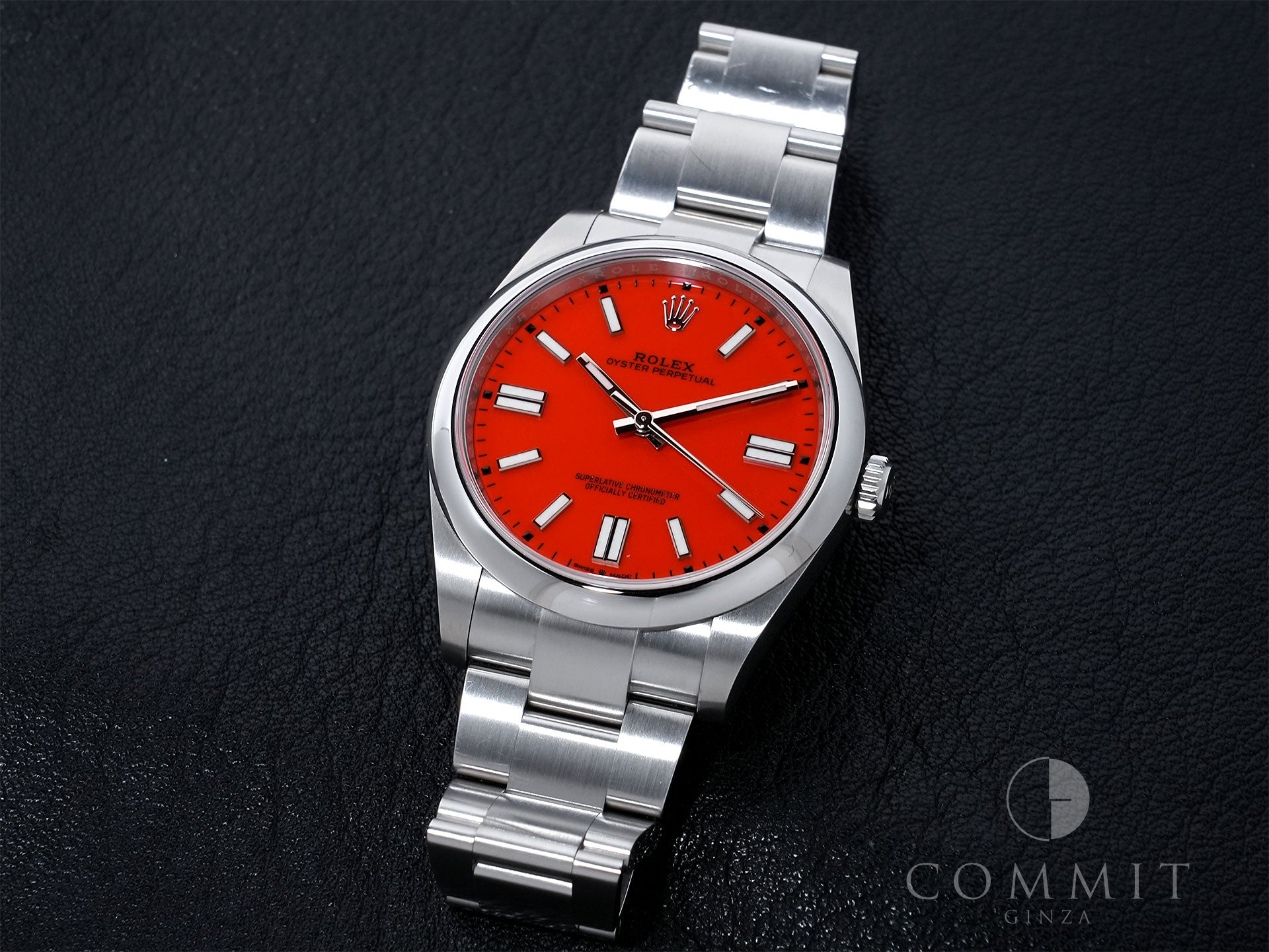 ロレックス オイスターパーペチュアル41 Ref.124300 ステンレススチール コーラルレッド文字盤 中古 rcbtv744
