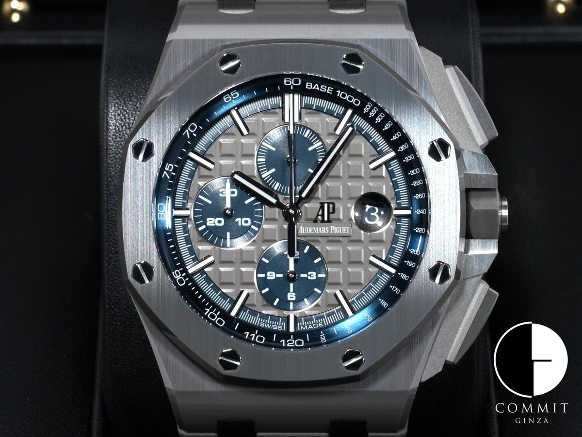 オーデマピゲ ロイヤルオーク オフショア クロノグラフ Ref.26405CG.OO.A004CA.01 セラミック グレーxブルー文字盤 美品 8ptsvypa