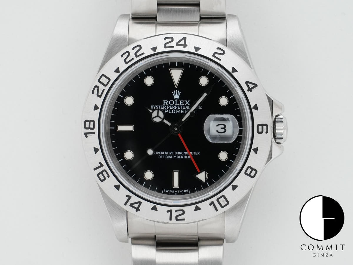 ロレックス エクスプローラーII Ref.16570 ステンレススチール ブラック文字盤 オイスターブレスレット 美中古 fucf549r