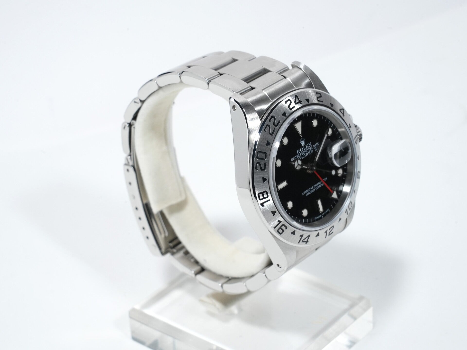 ロレックス エクスプローラーII Ref.16570 ステンレススチール ブラック文字盤 オイスターブレスレット 美中古 fucf549r