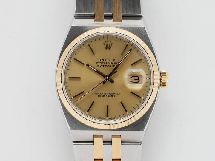 ロレックス デイトジャスト オイスタークォーツ Ref.17013 ステンレススチール/イエローゴールド シャンパン文字盤 オイスターブレスレット 中古 pan5vc7j