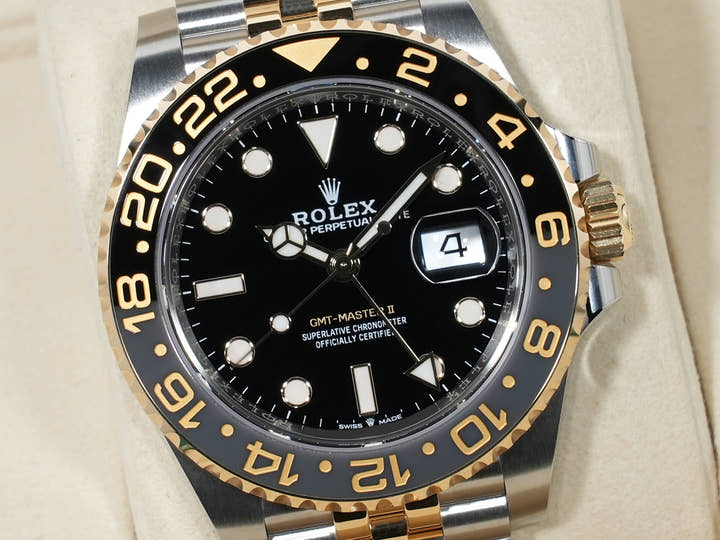 ロレックス GMTマスターII Ref.126713GRNR ステンレススチール/イエローゴールド ブラック文字盤 ジュビリーブレスレット 未使用 xgy5o789