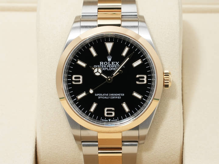ロレックス エクスプローラー36 Ref.124273 ステンレススチール/イエローゴールド ブラック文字盤 オイスターブレスレット 極美品 jn37i798