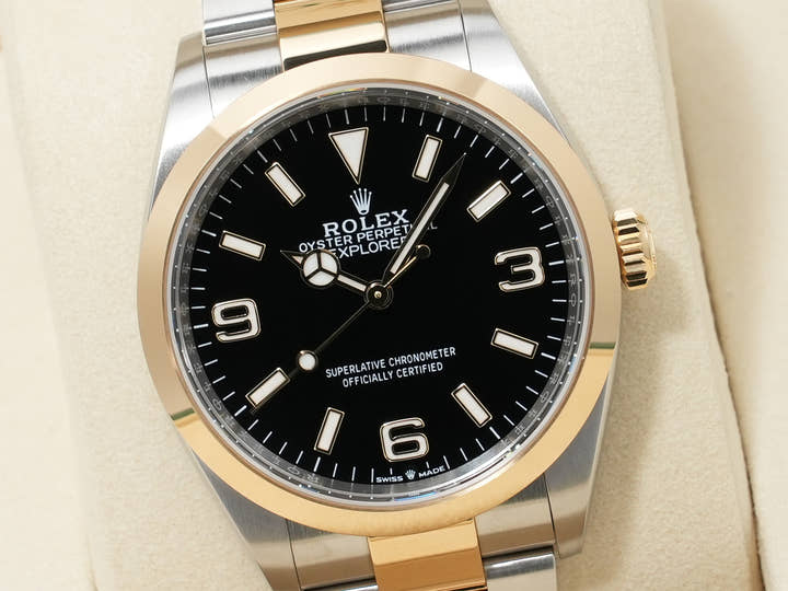 ロレックス エクスプローラー36 Ref.124273 ステンレススチール/イエローゴールド ブラック文字盤 オイスターブレスレット 極美品 jn37i798
