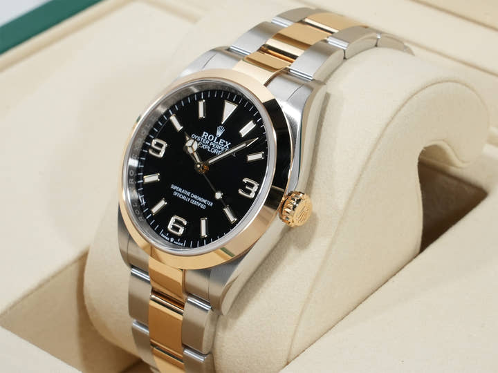ロレックス エクスプローラー36 Ref.124273 ステンレススチール/イエローゴールド ブラック文字盤 オイスターブレスレット 極美品 jn37i798