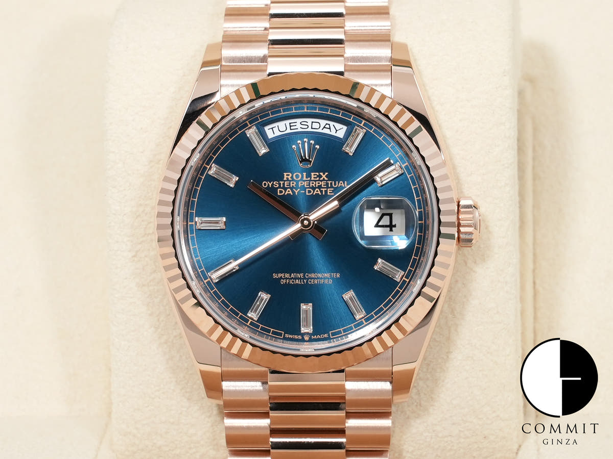 Rolex Day-Date 36 Ref. 128235 Everose Gold Blue-Green Dial Excellent Condition gyqhq4a7