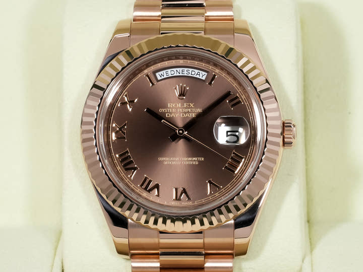 ロレックス デイデイトII Ref.218235 エバーローズゴールド チョコレート文字盤 美中古 osstmfaj