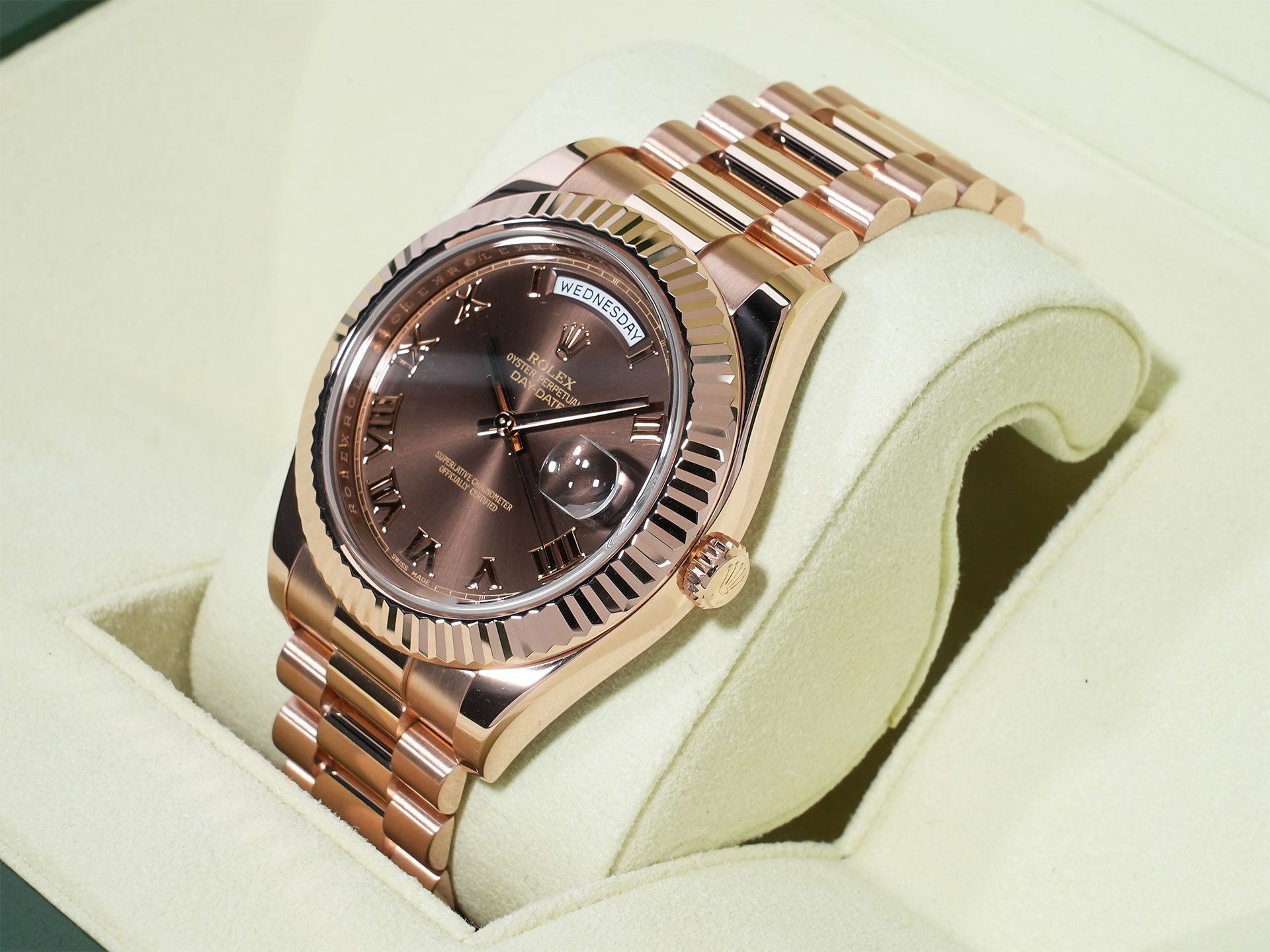 ロレックス デイデイトII Ref.218235 エバーローズゴールド チョコレート文字盤 美中古 osstmfaj