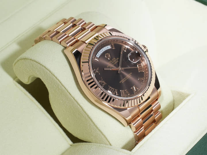 ロレックス デイデイトII Ref.218235 エバーローズゴールド チョコレート文字盤 美中古 osstmfaj