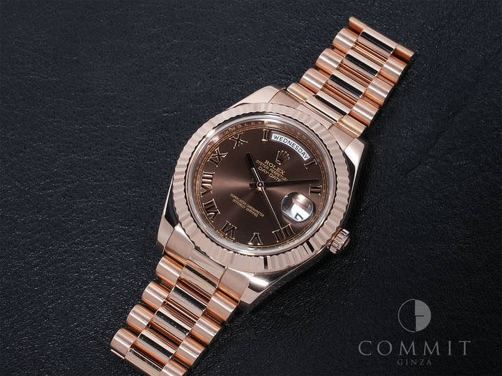 ロレックス デイデイトII Ref.218235 エバーローズゴールド チョコレート文字盤 美中古 osstmfaj