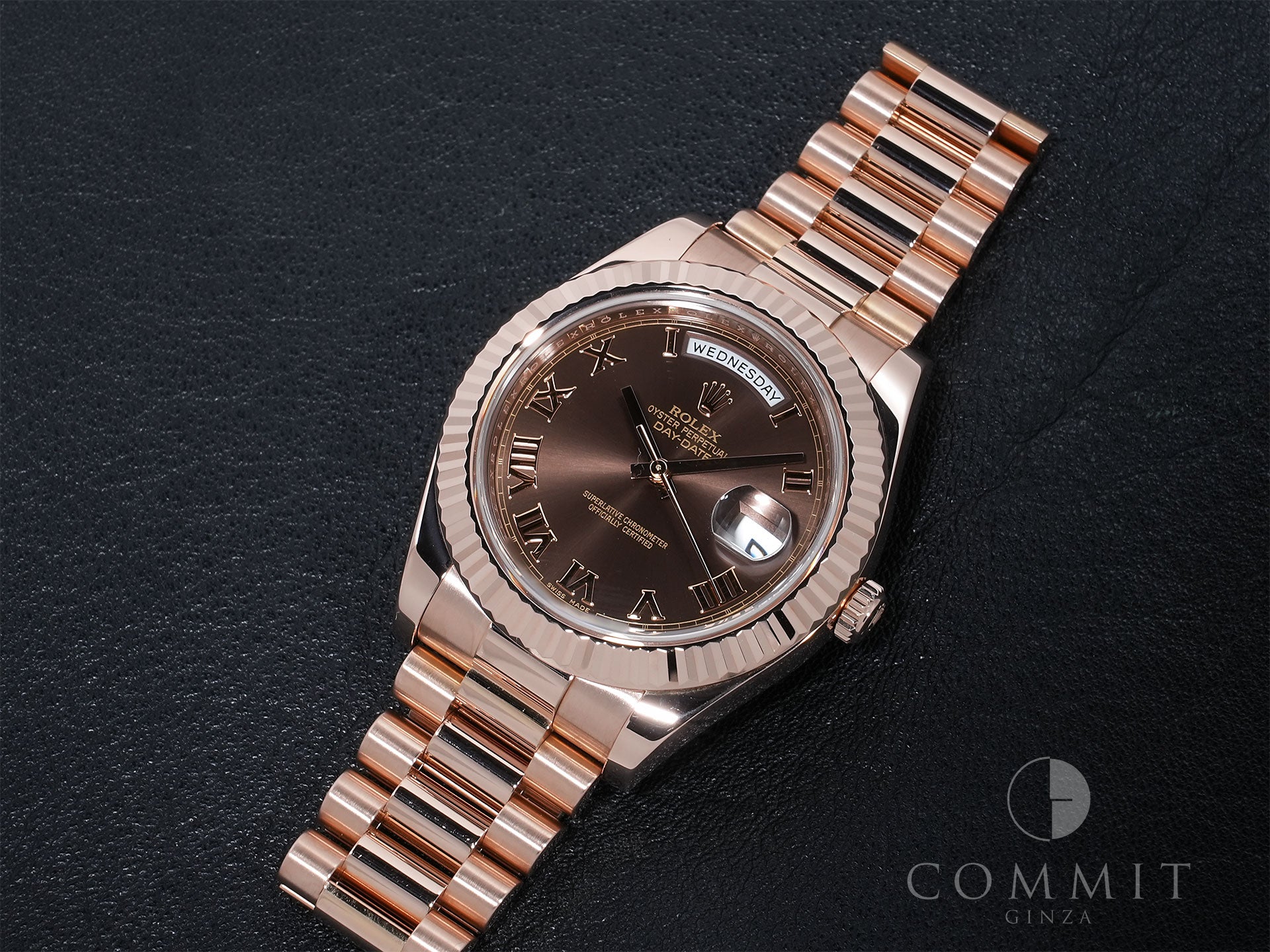 ロレックス デイデイトII Ref.218235 エバーローズゴールド チョコレート文字盤 美中古 osstmfaj