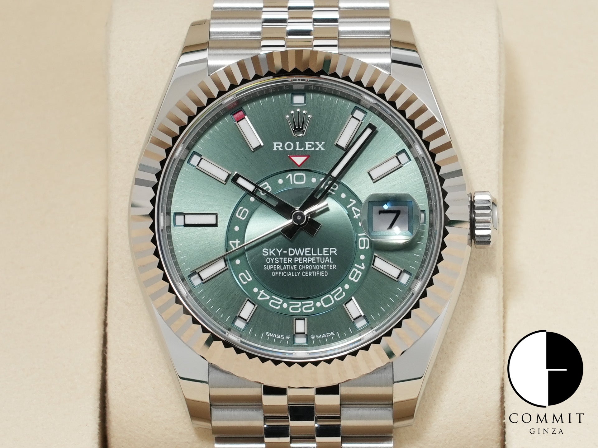 Rolex Sky-Dweller Ref. 336934 Stainless Steel/White Gold Mint Green Dial Jubilee Bracelet Unused rumdkvsa