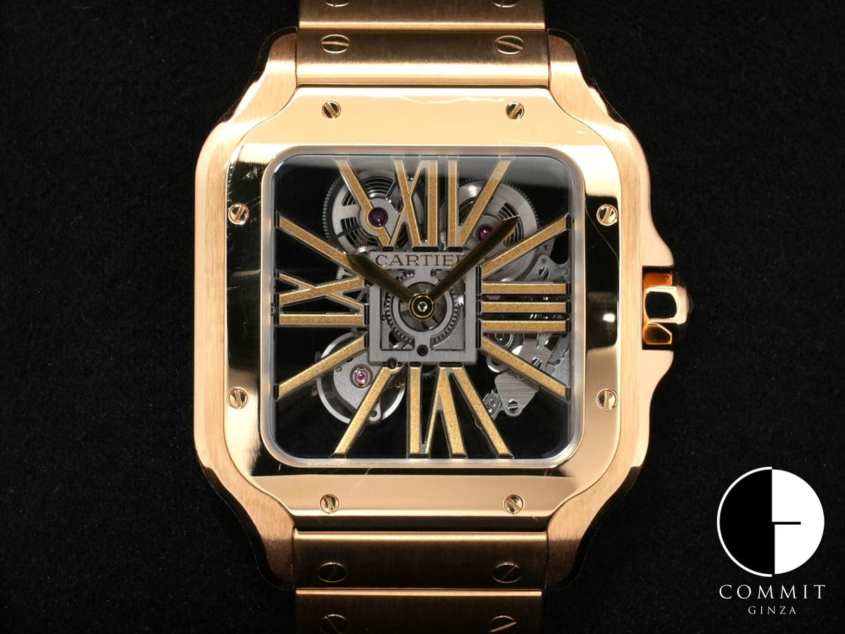Cartier Santos de Cartier LM Ref. WHSA0042 Yellow Gold Skeleton Dial Excellent Condition Pre-Owned zey2gauv