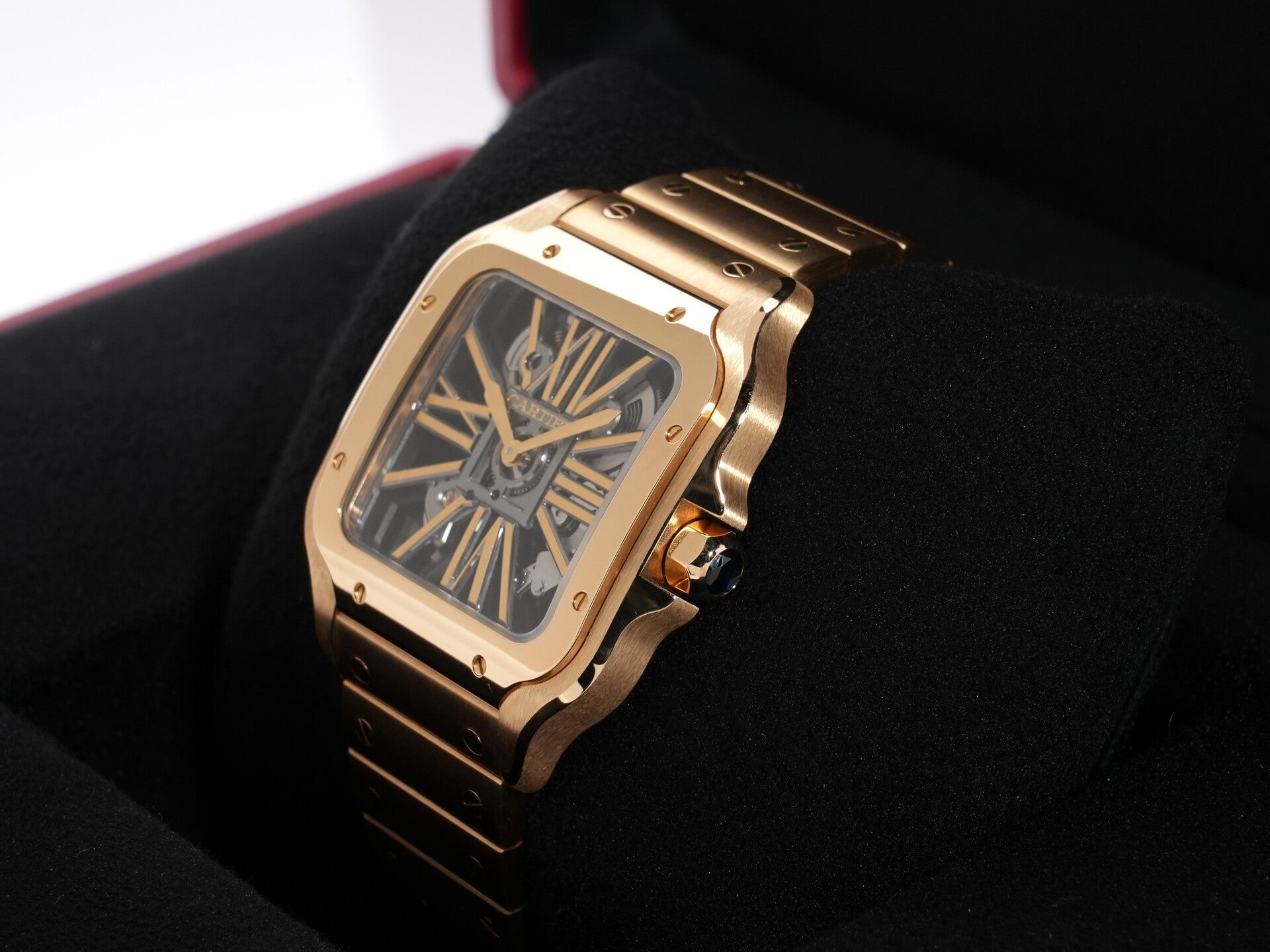 Cartier Santos de Cartier LM Ref. WHSA0042 Yellow Gold Skeleton Dial Excellent Condition Pre-Owned zey2gauv