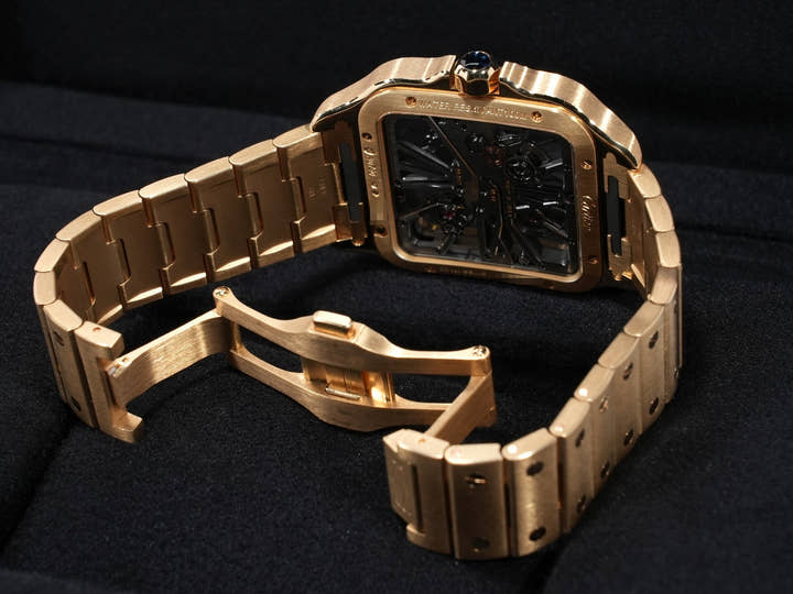 Cartier Santos de Cartier LM Ref. WHSA0042 Yellow Gold Skeleton Dial Excellent Condition Pre-Owned zey2gauv