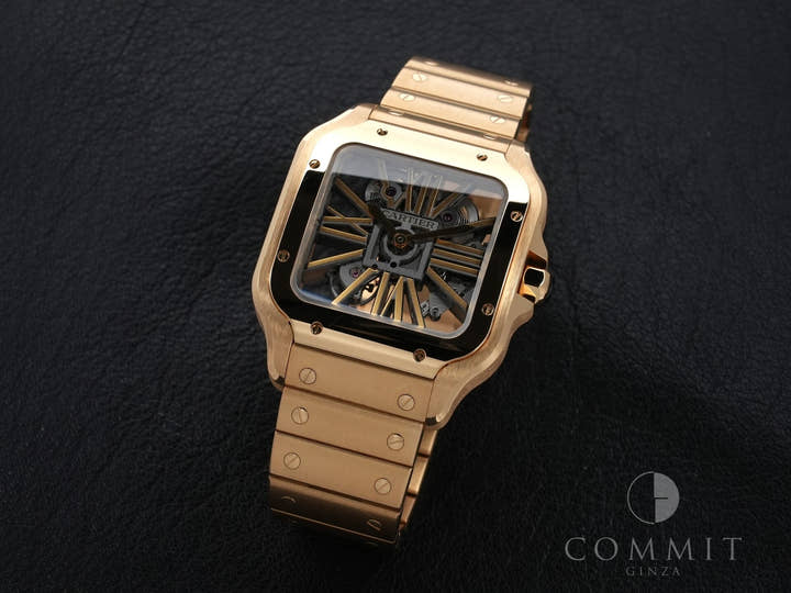 Cartier Santos de Cartier LM Ref. WHSA0042 Yellow Gold Skeleton Dial Excellent Condition Pre-Owned zey2gauv