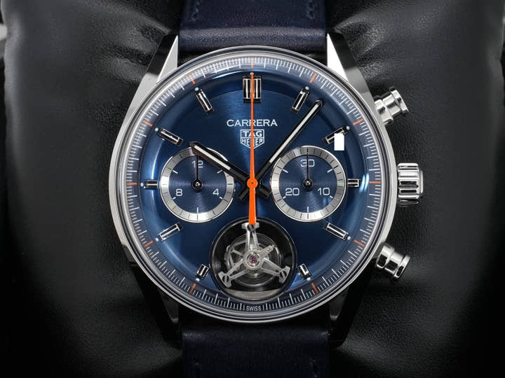 TAG Heuer Carrera Tourbillon Chronograph Ref. CBS5010.FC6543 Stainless Steel Blue Dial Pre-owned g37x7br9