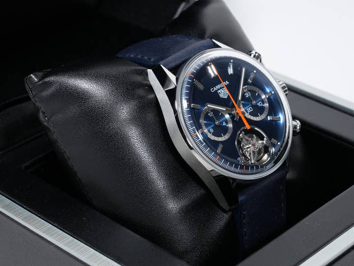 TAG Heuer Carrera Tourbillon Chronograph Ref. CBS5010.FC6543 Stainless Steel Blue Dial Pre-owned g37x7br9