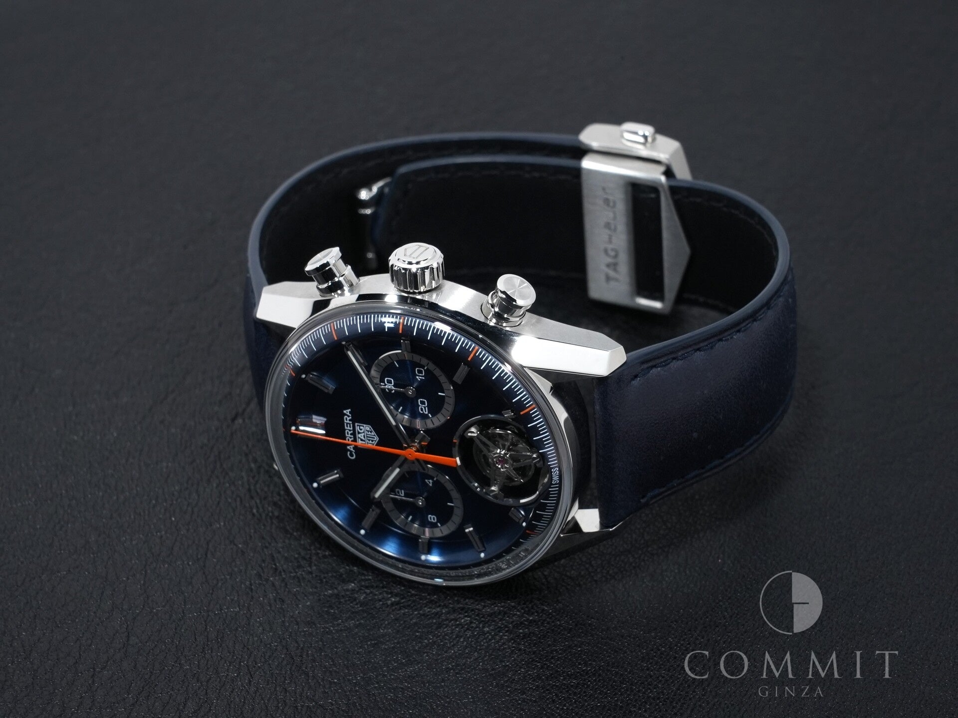 TAG Heuer Carrera Tourbillon Chronograph Ref. CBS5010.FC6543 Stainless Steel Blue Dial Pre-owned g37x7br9