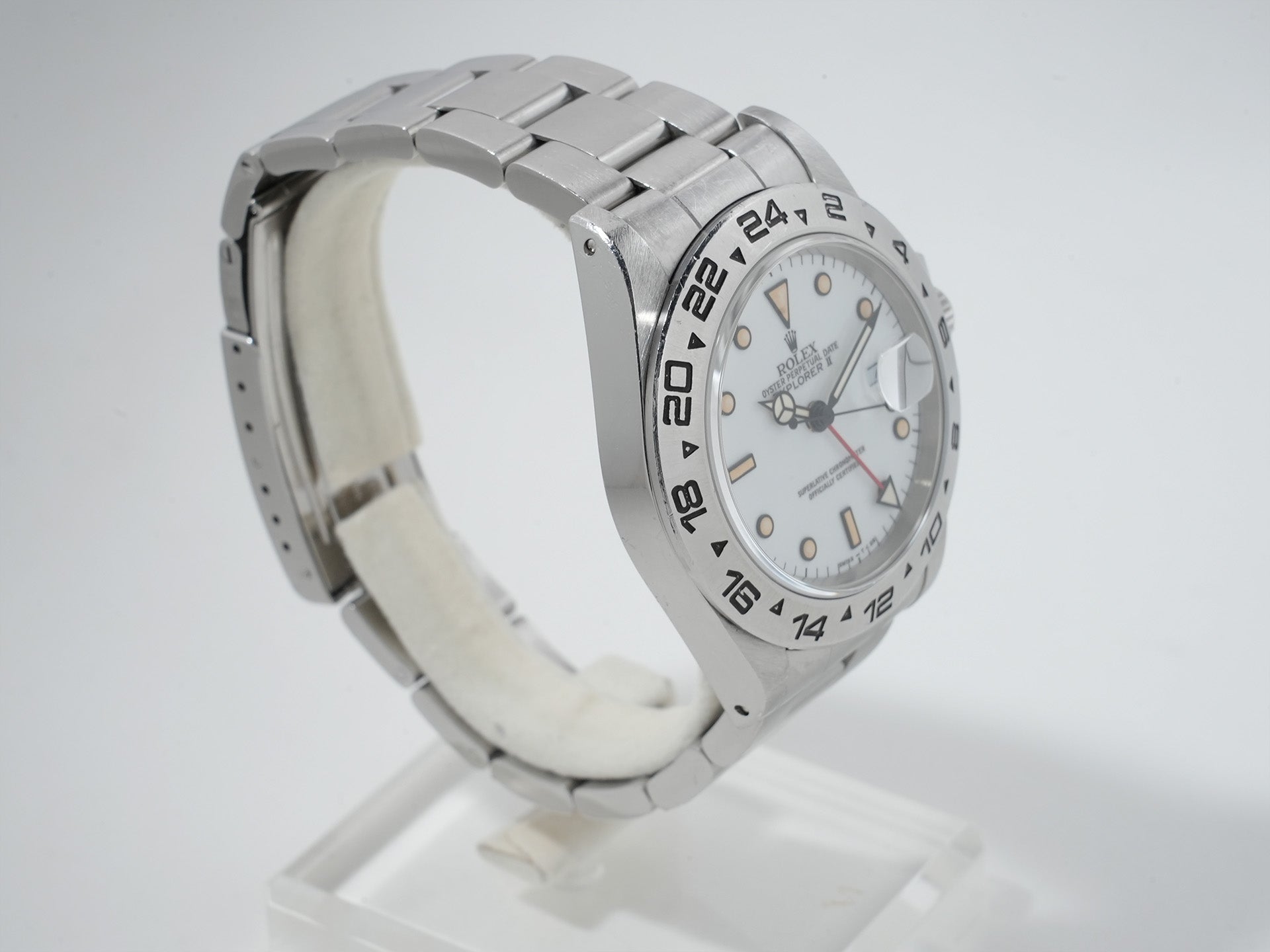 Pre-owned Rolex Explorer II Ref. 16550 Stainless Steel White Dial Oyster Bracelet isiibo2z