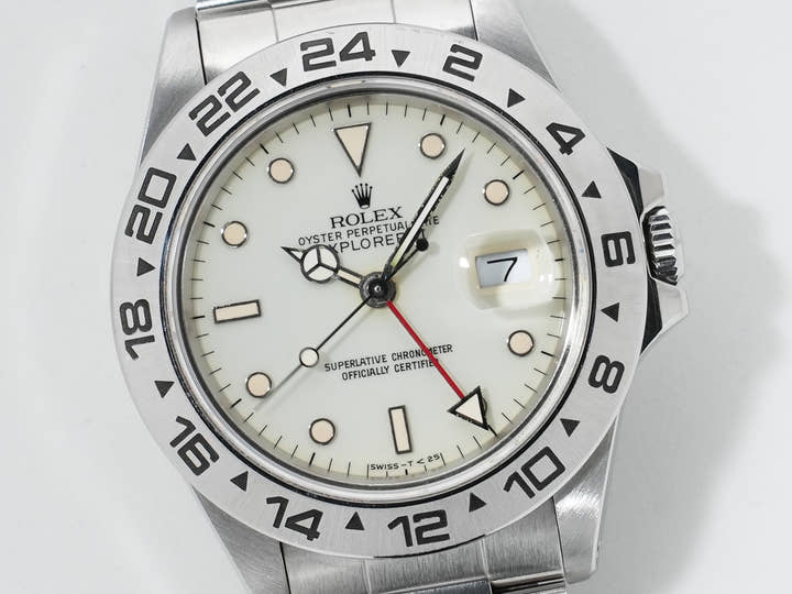 ロレックス エクスプローラーII Ref.16550 ステンレススチール アイボリー文字盤 オイスターブレスレット 中古 wt4f4dqx