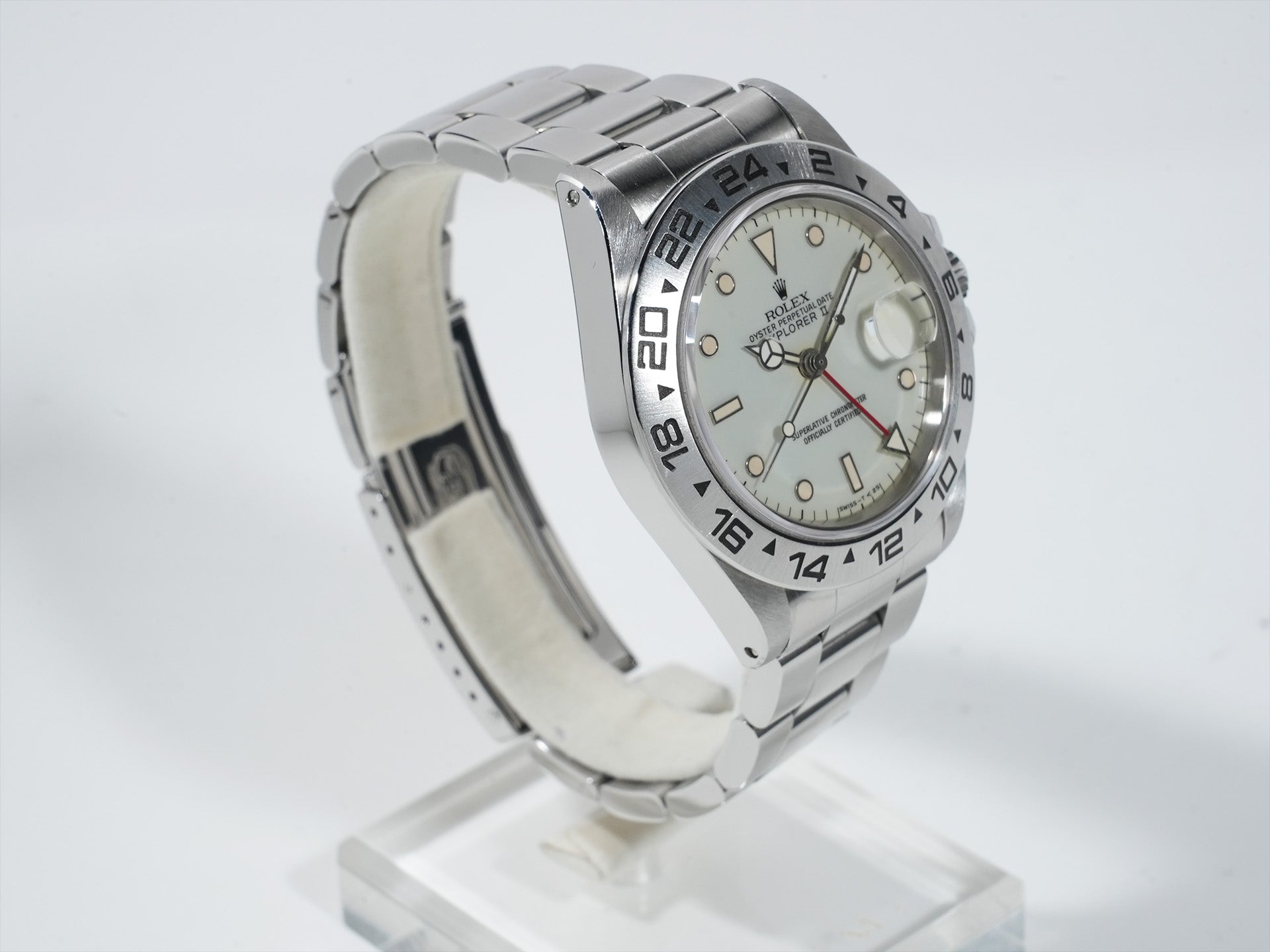 ロレックス エクスプローラーII Ref.16550 ステンレススチール アイボリー文字盤 オイスターブレスレット 中古 wt4f4dqx