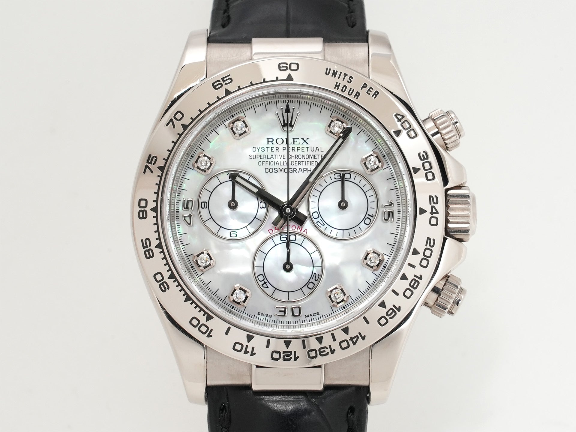 ロレックス デイトナ Ref.116519 ホワイトゴールド ホワイトシェルx10Pダイヤ文字盤 中古 tocmr6s2