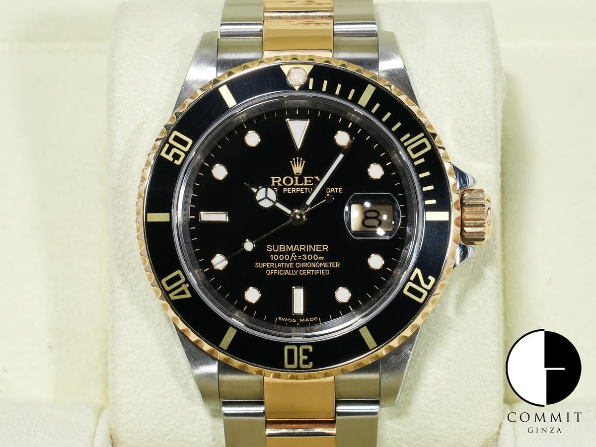 Pre-owned Rolex Submariner Date Ref. 16613LN Stainless Steel/Yellow Gold Black Dial qdtm9e8w