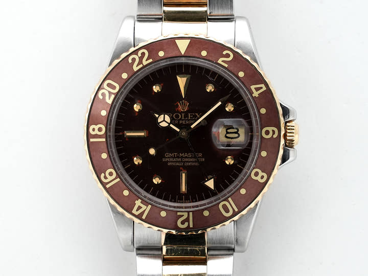 ロレックス GMTマスター Ref.1675/3 ステンレススチール/イエローゴールド ブラウン文字盤 オイスターブレスレット 中古 dtwmxxx3