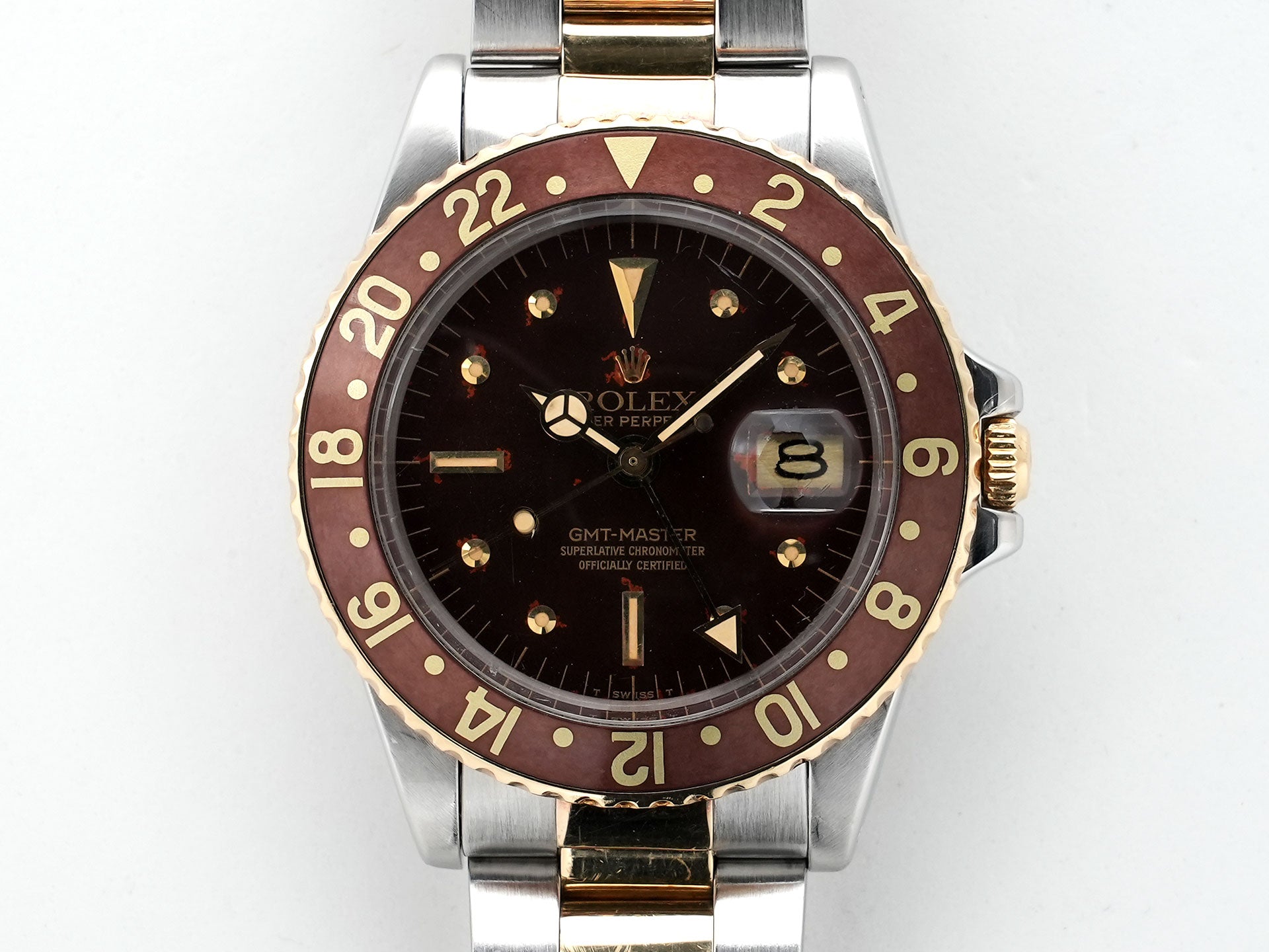 ロレックス GMTマスター Ref.1675/3 ステンレススチール/イエローゴールド ブラウン文字盤 オイスターブレスレット 中古 dtwmxxx3