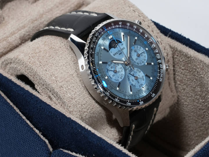 Breitling Navitimer B19 Chronograph 43 Perpetual Calendar Ref. PB1920251C1P1 Stainless Steel/Platinum Ice Blue Dial Pre-owned p3dx48hb