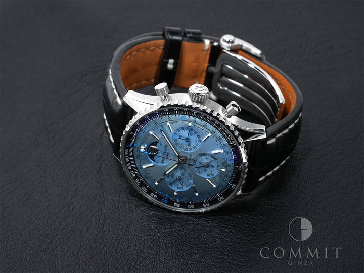 Breitling Navitimer B19 Chronograph 43 Perpetual Calendar Ref. PB1920251C1P1 Stainless Steel/Platinum Ice Blue Dial Pre-owned p3dx48hb