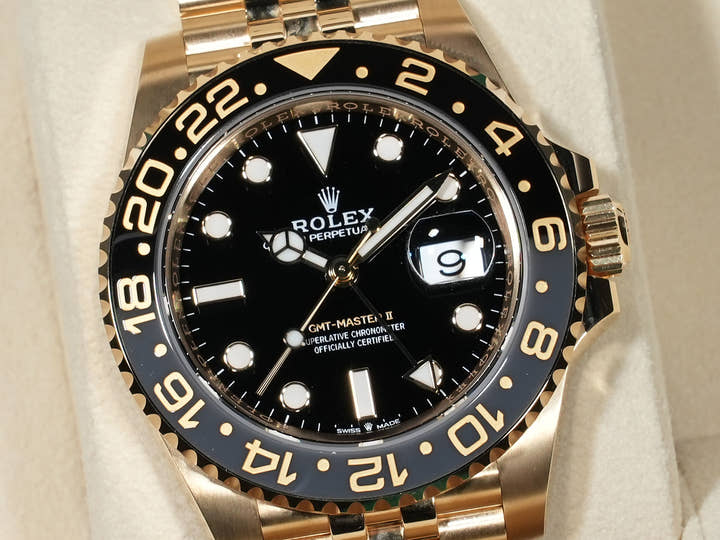 Rolex GMT-Master II Ref. 126718GRNR Yellow Gold with Black Dial and Jubilee Bracelet, Excellent Condition (u4nrygei)
