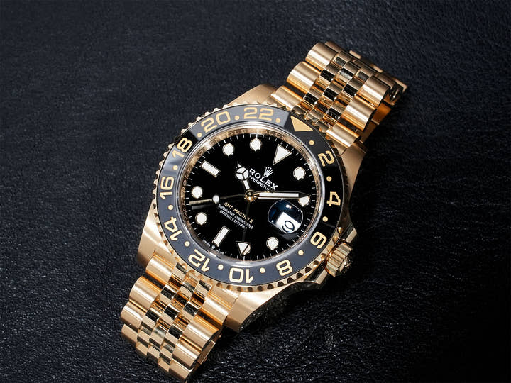 Rolex GMT-Master II Ref. 126718GRNR Yellow Gold with Black Dial and Jubilee Bracelet, Excellent Condition (u4nrygei)