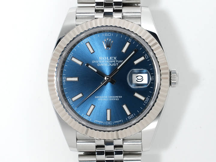 Rolex Datejust 41 Ref. 126334 Stainless Steel/White Gold Bright Blue Dial Jubilee Bracelet Excellent Condition 5w3r3dpe