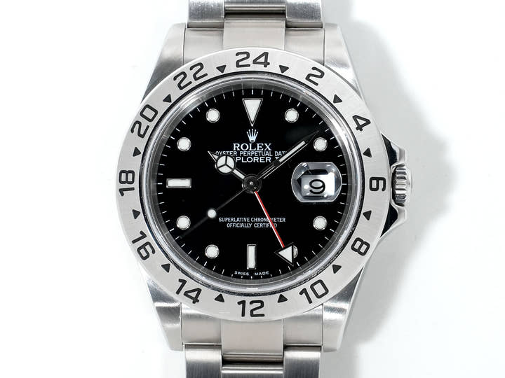Pre-owned Rolex Explorer II Ref. 16570 Stainless Steel Black Dial Oyster Bracelet tpb8hnpp