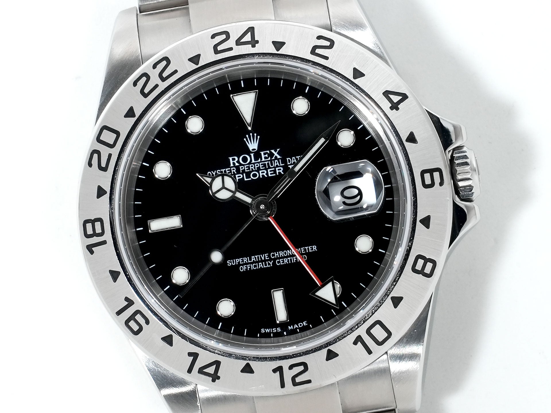Pre-owned Rolex Explorer II Ref. 16570 Stainless Steel Black Dial Oyster Bracelet tpb8hnpp