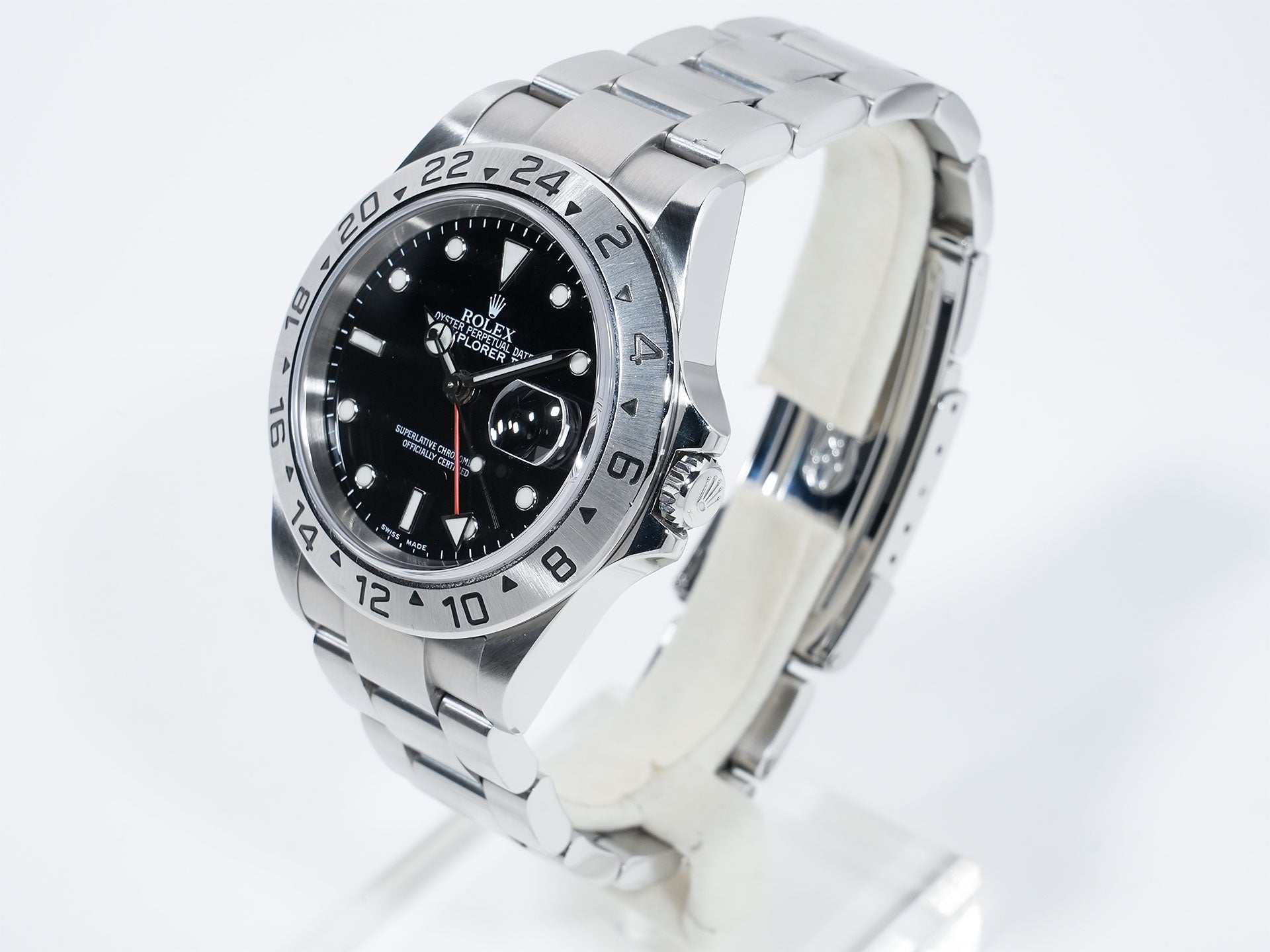 Pre-owned Rolex Explorer II Ref. 16570 Stainless Steel Black Dial Oyster Bracelet tpb8hnpp