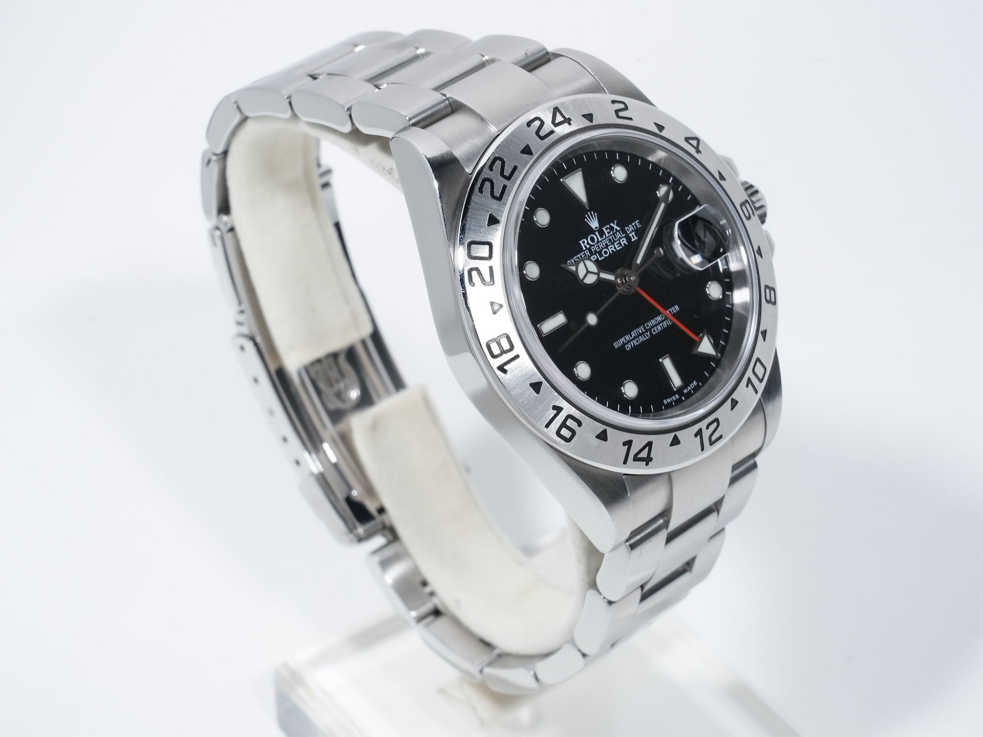 Pre-owned Rolex Explorer II Ref. 16570 Stainless Steel Black Dial Oyster Bracelet tpb8hnpp