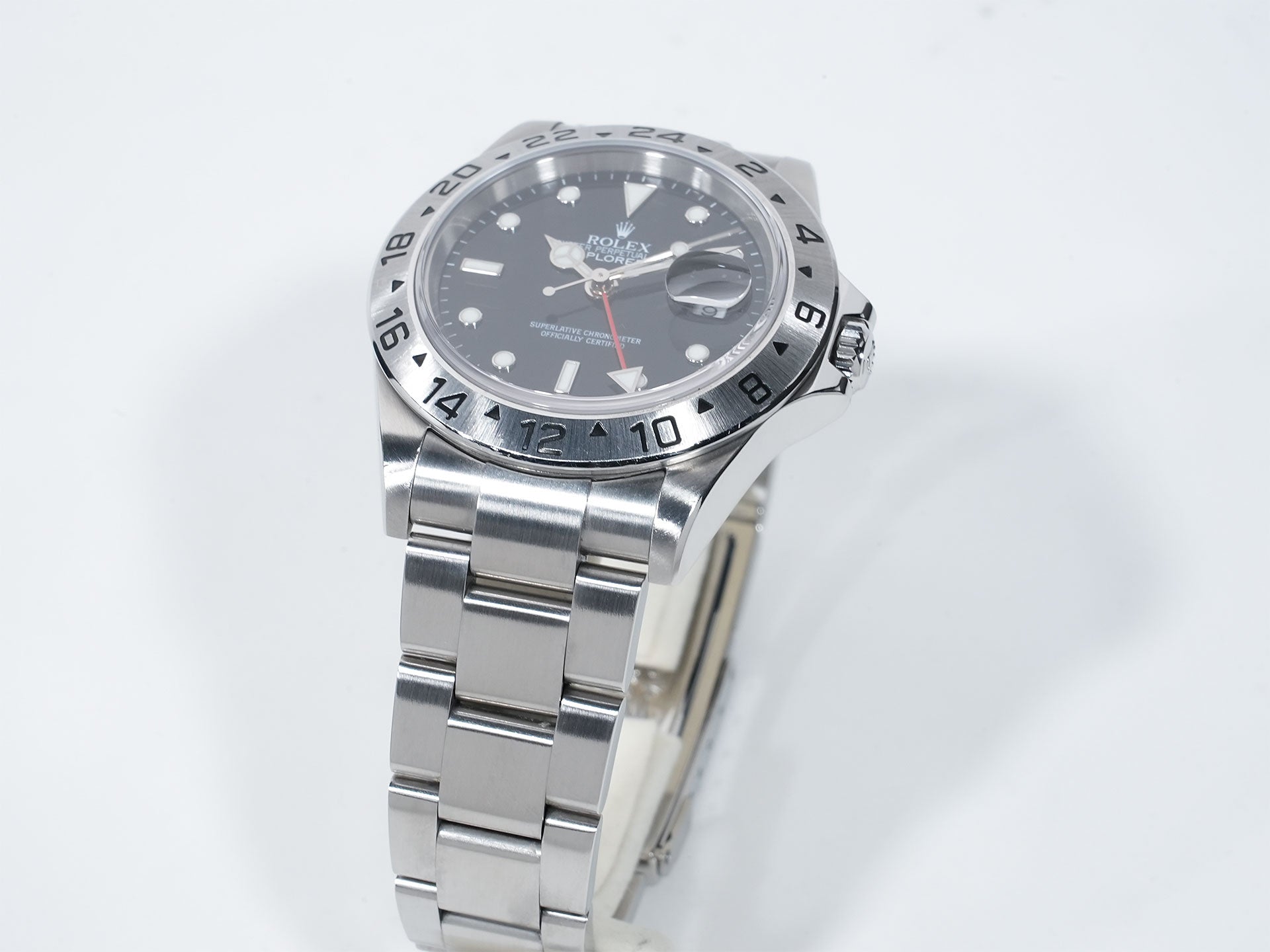 Pre-owned Rolex Explorer II Ref. 16570 Stainless Steel Black Dial Oyster Bracelet tpb8hnpp