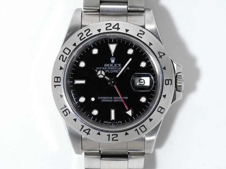 Pre-owned Rolex Explorer II Ref. 16570 Stainless Steel Black Dial Oyster Bracelet (y54f96tv)